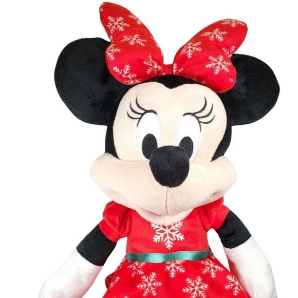 Disney Christmas Minnie Mouse Stuffed Animal 22"Plush Toy 22' Snowflake Dress - Picture 2 of 15